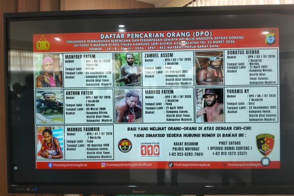 Kasus Pembunuhan Anggota TNI AL Di Maybrat Polda PBD Rilis 7 Orang DPO