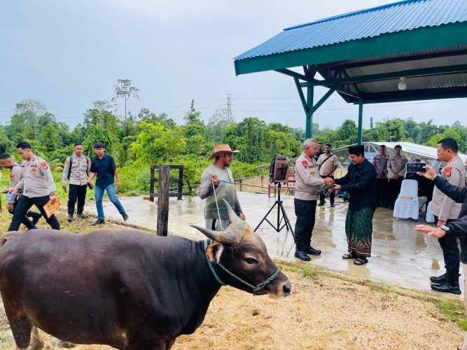 Polda PBD Serahkan Bantuan Hewan Kurban Kepada Ponpes Fahd Al Muslim